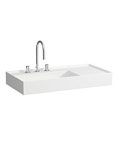 Laufen Kartell Waschtisch 8103384001581, 90x46cm, weiß LCC, Ablage rechts, 3 Hahnl., Saphirkeramik