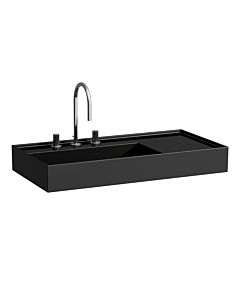Laufen Kartell Waschtisch 8103380201111, 90x46cm, schwarz, Ablage rechts, 1 Hahnloch, Saphirkeramik