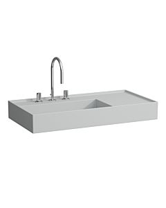 Laufen Kartell Waschtisch 8103387591581, 90x46cm,  grau, Ablage rechts, 3 Hahnlöcher, Saphirkeramik