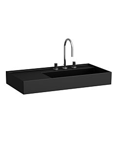 LAUFEN Kartell Waschtisch H8103397168151 90x46cm, Ablage links, ohne Überlauf, 2 Hahnlöcher, schwarz matt