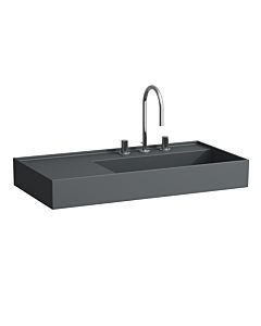 LAUFEN Kartell Waschtisch H8103397581581 90x46cm, Ablage links, ohne Überlauf, 3 Hahnlöcher, graphit matt