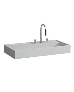 Laufen Kartell Waschtisch 8103397591111, 90x46cm, grau, Ablage links, 1 Hahnloch, Saphirkeramik