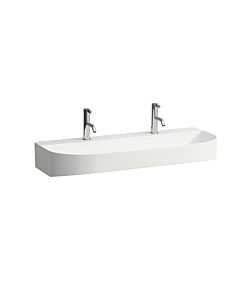 LAUFEN Sonar H8163477571151 washbasin H8163477571151 100x42cm, ground underside, wall-mounted, without overflow, with 2 tap holes, matt white