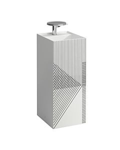 Laufen Kartell Waschtisch 811331D011111 weiß mit  grauem Liniennetz 37,5x43,5x90cm, 1 Hahnloch