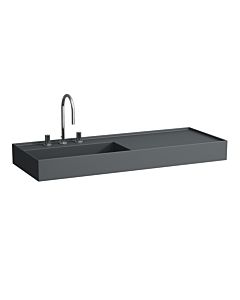 LAUFEN Kartell Waschtisch H8133327588151 120x46cm, Ablage rechts, ohne Überlauf, 2 Hahnlöcher, graphit matt