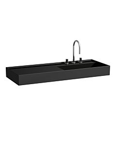 LAUFEN Kartell washbasin H8133330201581 120x46cm, shelf on the left, without overflow, 3 tap holes, glossy black