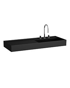 LAUFEN Kartell lavabo H8133337168151 120x46cm, étagère à gauche, sans trop-plein, 2 trous pour robinetterie, noir mat