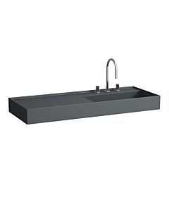 LAUFEN Kartell vasque H8133337581581 120x46cm, étagère à gauche, sans trop-plein, 3 trous pour robinetterie, graphite mat