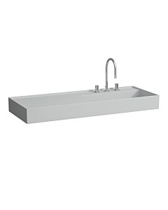 LAUFEN Kartell lavabo H8133337591111 120x46cm, tablette à gauche, sans trop - plein, 2000 trou du robinet, gris mat