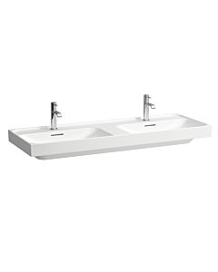 Laufen Meda vasque double H8141127571041 130x46cm, sous plan, avec trop-plein, trou pour robinetterie 2000 , blanc mat