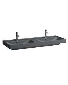 Laufen Meda double washbasin H8141127581081 130x46cm, built-under, with overflow, 3 tap holes, matt graphite