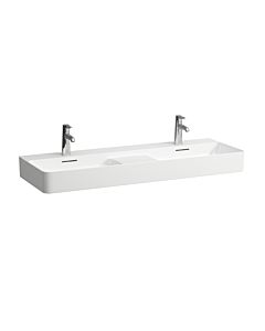 LAUFEN Val washbasin H8142827571081 with overflow, with 3 tap holes, matt white, 120x42cm, can be built under