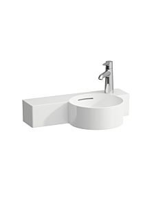 LAUFEN Val hand H8152847571061 55x31.5cm, shelf on the left, with overflow, with tap hole on the right, matt white