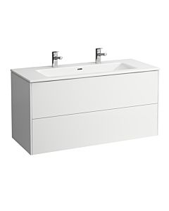 Laufen Pro S Base Waschtisch-Set H8649632601071, 2 Schubladen, weiß matt, 120x50cm, 2 Hahnlöcher