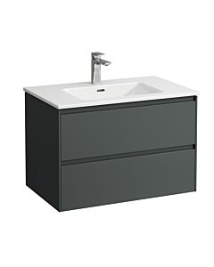 Laufen Pro X LANI Waschtisch-Unterbau-Set H8649652661041 80x54x50cm, 1 Hahnloch, mit Überlauf, 2 Schubladen, verkehrsgrau