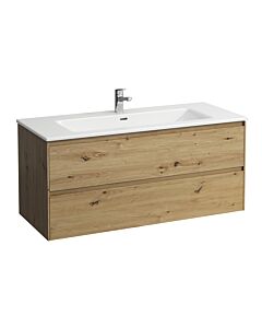 Laufen Pro X LANI Waschtisch-Unterbau-Set H8649692671041 120x54x50cm, 1 Hahnloch, mit Überlauf 2 Schubladen, Wildeiche