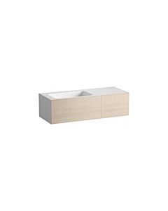 Laufen FOLIO washbasin H580FO75241111 1254x500x350 mm, with tap ledge, with one tap hole, centered, without overflow, oak finish