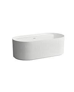LAUFEN Sonar freistehende Oval-Badewanne H2213420000001 ohne Hahnloch, 160x81,5cm, mit Schürze, Marbond, weiß