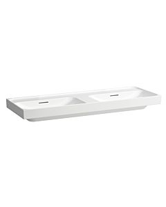 Laufen Meda vasque double H8141127571091 130x46cm, à encastrer, avec trop-plein, sans trou pour robinetterie, blanc mat