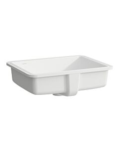 Lavabo encastré Laufen Savoy H8189487571551 50 x 39,5 cm, à poser sous plan, sans perçage pour robinetterie, rectangulaire, avec trop-plein, fond émaillé, blanc mat