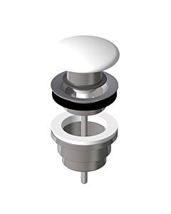 Robinet de vidage H8981860000001 avec couvercle en céramique et levier de tirage, pour lavabo avec vidage / trop-plein