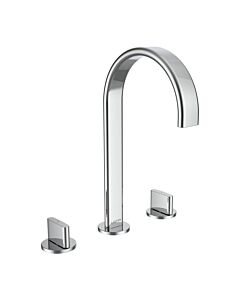Mitigeur lavabo 3 trous Laufen MEDA HF506619100000 saillie 150 mm, sans bonde, poignées rondes, chromé