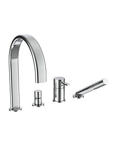 Ensemble de remplissage de baignoire Laufen MEDA 4 trous HF506684100050 , profondeur 220 mm, avec flexible et pommeau de douche, chromé