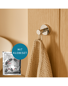 AquaCraft 100 Handtuchhaken ohne Bohren zum Kleben inkl. Klebeset, chrom Set zum Kleben, chrom
