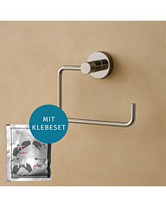 AquaCraft 100 Adhesive Toilet Paper Holder, Without Lid, Chrome, No-Drill, with Adhesive Kit