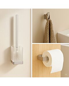 AquaCraft 300 Ensemble d'accessoires de salle de bain 3 en 1, chromé, brosse WC, porte-papier toilette et crochet