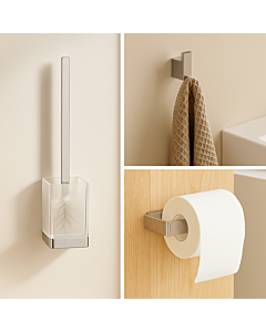 AquaCraft 300 Bathroom Accessory Set 3-in-1 Wall-Mounted Chrome, Toilet Brush, Toilet Paper Holder, Hook