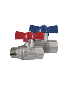 AquaCraft ball valve 1 inch male/female thread 1001000142 with wing handle red, brass, DIN 50930-6