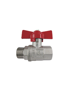 AquaCraft Kugelhahn 1/2 Zoll AG/IG 1001000140 mit Flügelgriff rot, Messing, DIN 50930-6