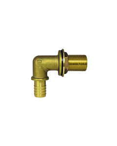 AquaCraft Tank Fitting 90 Degree 1001000155 1&quot; AG x 25 mm Hose Barb, Brass, Rain Barrel Fitting Angled