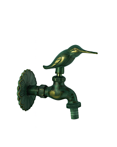 Robinet de sortie AquaCraft Nostalgia Bird 1/2 pouce 1001000119 en laiton patiné, avec rosace murale et raccord pour tuyau.