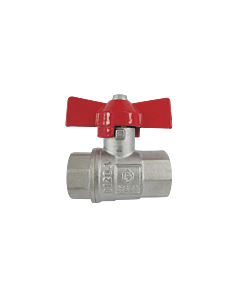 AquaCraft ball valve 1 inch female thread/female thread 1001000127 brass, with red wing handle, female thread x female thread 1&quot;, DIN 50930-6