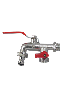 AquaCraft ball valve 1/2 inch 1001000131 red steel handle, hose nozzle, push-fit system + mini shut-off valve