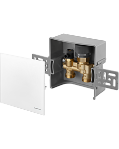 Oventrop Unibox return temperature control 1022760 Real glass, white, with valve and return temperature limiter