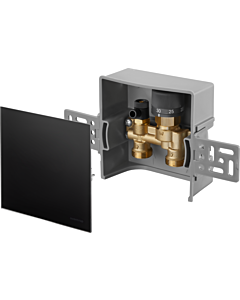 Oventrop Unibox return temperature control 1022761 Real glass, black, with valve and return temperature limiter