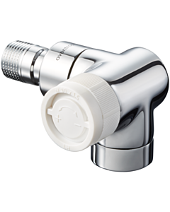 Oventrop series E thermostatic valve 1163483 angled corner, right, stepless presetting, DN 15, brass, stainless steel design