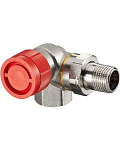 Oventrop series AF thermostatic valve 1181462 DN 15, angled corner, left, gunmetal / brass, nickel-plated