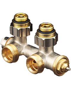 Oventrop Zweirohr Armatur Multiblock T 1184084 für 2-Rohr, Messing, Eckform