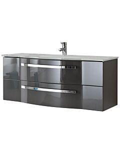 Pelipal Series 4005 washbasin set 9.921.200.012 lacquer stone grey high gloss/quartz grey high gloss Select , handle chrome, 115 x 48.2 x 48, 2000 cm