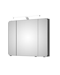 Pelipal Series 4005 mirror cabinet 992.829.002 LED surface-mounted light, 90x70.3x17 cm, quartz grey high gloss Select , chrome