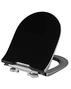 Pressalit Projecta D Solid Pro WC siège 1008111-DG4925 noir polygiene, charnière combinée DG4, acier inoxydable, avec couvercle, avec abaissement automatique