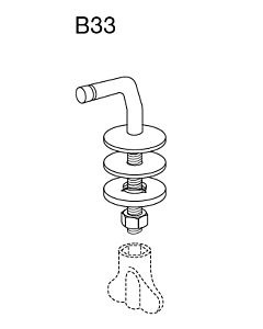 Pressalit B33P999 stainless steel, for WC seat Magnum , assembly from below