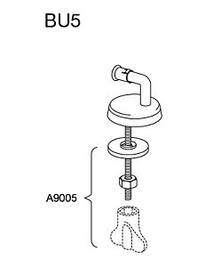 Pressalit universal hinge BU5P999 stainless steel, for WC seat Pinocchio , assembly from below, without cover
