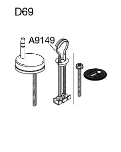 Pressalit universal hinge D69999 stainless steel, for WC seat Delight / Pro , with lift-off, assembly from above