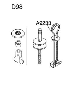 Pressalit combination hinge D98999 stainless steel, for WC seat Plan , with lift-off, assembly from above and below