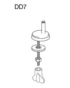 Pressalit universal hinge DD7999 assembly from below, for WC seat, Pressalit code, with automatic lowering